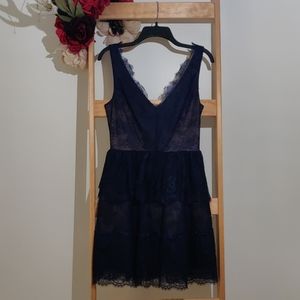 BCBGMaxAzria Willa tiered lace dress, navy
